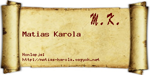 Matias Karola névjegykártya